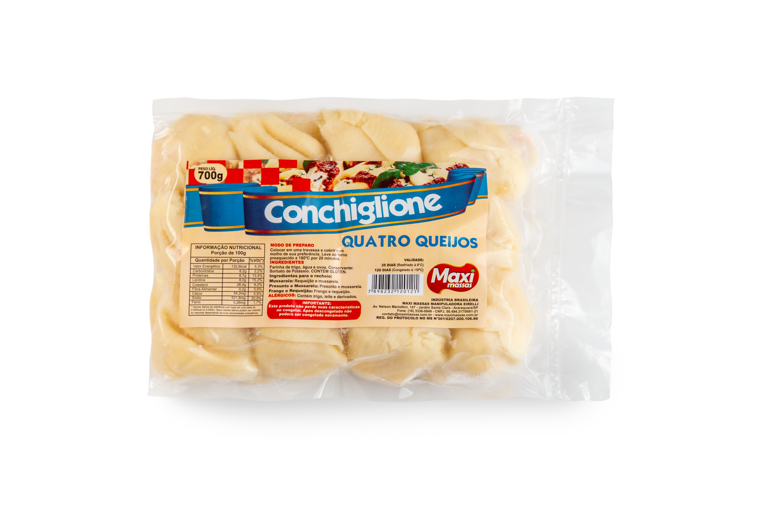 Conchiglione Maxi Massas — 4 sabores disponíveis